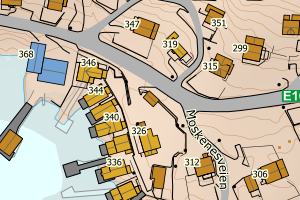 Kartbilde fra WMS-tjeneste av avviket