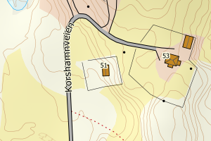 Kartbilde fra WMS-tjeneste av avviket