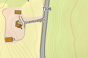 Kartbilde fra WMS-tjeneste av avviket