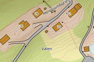 Kartbilde fra WMS-tjeneste av avviket