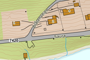 Kartbilde fra WMS-tjeneste av avviket