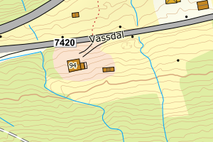 Kartbilde fra WMS-tjeneste av avviket