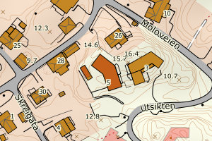 Kartbilde fra WMS-tjeneste av avviket