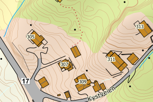 Kartbilde fra WMS-tjeneste av avviket