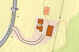 Kartbilde fra WMS-tjeneste av avviket