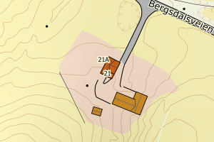 Kartbilde fra WMS-tjeneste av avviket