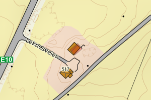 Kartbilde fra WMS-tjeneste av avviket