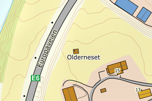 Kartbilde fra WMS-tjeneste av avviket
