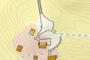 Kartbilde fra WMS-tjeneste av avviket
