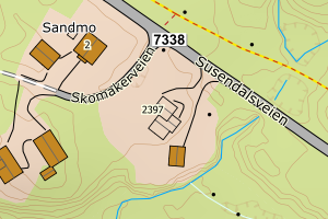 Kartbilde fra WMS-tjeneste av avviket