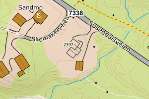 Kartbilde fra WMS-tjeneste av avviket