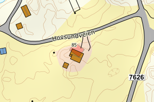 Kartbilde fra WMS-tjeneste av avviket