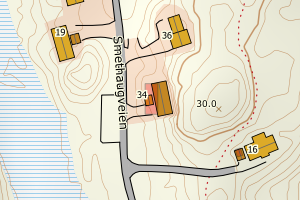 Kartbilde fra WMS-tjeneste av avviket