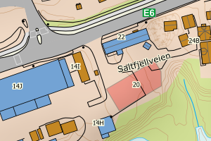 Kartbilde fra WMS-tjeneste av avviket