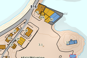 Kartbilde fra WMS-tjeneste av avviket