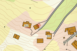 Kartbilde fra WMS-tjeneste av avviket