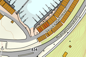 Kartbilde fra WMS-tjeneste av avviket