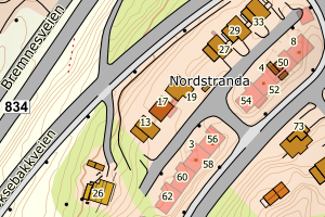 Kartbilde fra WMS-tjeneste av avviket