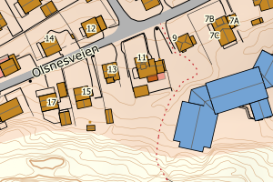 Kartbilde fra WMS-tjeneste av avviket