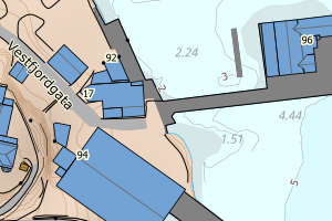 Kartbilde fra WMS-tjeneste av avviket