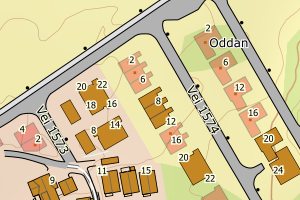 Kartbilde fra WMS-tjeneste av avviket