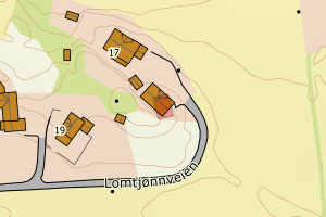 Kartbilde fra WMS-tjeneste av avviket