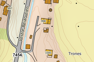 Kartbilde fra WMS-tjeneste av avviket