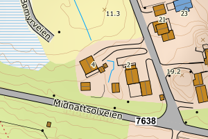 Kartbilde fra WMS-tjeneste av avviket