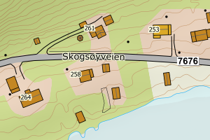 Kartbilde fra WMS-tjeneste av avviket