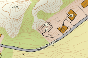 Kartbilde fra WMS-tjeneste av avviket