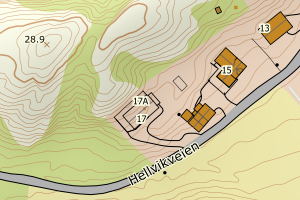 Kartbilde fra WMS-tjeneste av avviket