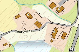 Kartbilde fra WMS-tjeneste av avviket