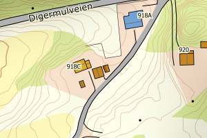 Kartbilde fra WMS-tjeneste av avviket