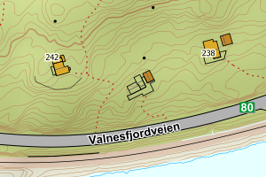 Kartbilde fra WMS-tjeneste av avviket