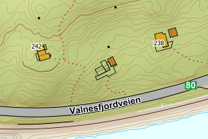 Kartbilde fra WMS-tjeneste av avviket