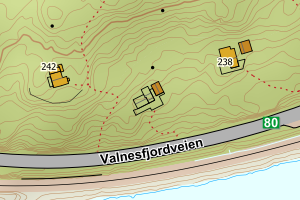 Kartbilde fra WMS-tjeneste av avviket