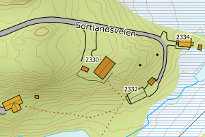 Kartbilde fra WMS-tjeneste av avviket