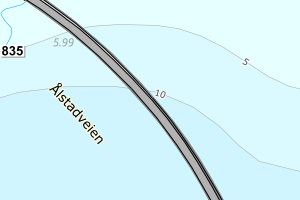 Kartbilde fra WMS-tjeneste av avviket