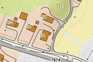 Kartbilde fra WMS-tjeneste av avviket