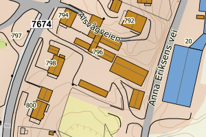 Kartbilde fra WMS-tjeneste av avviket