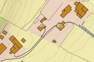 Kartbilde fra WMS-tjeneste av avviket