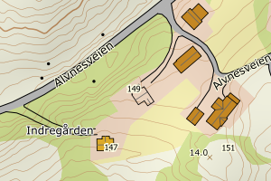 Kartbilde fra WMS-tjeneste av avviket