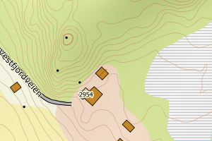 Kartbilde fra WMS-tjeneste av avviket