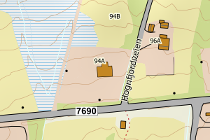 Kartbilde fra WMS-tjeneste av avviket