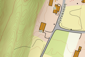 Kartbilde fra WMS-tjeneste av avviket