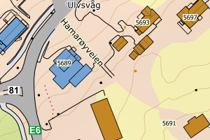 Kartbilde fra WMS-tjeneste av avviket