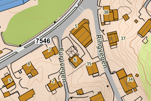 Kartbilde fra WMS-tjeneste av avviket