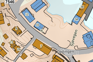 Kartbilde fra WMS-tjeneste av avviket