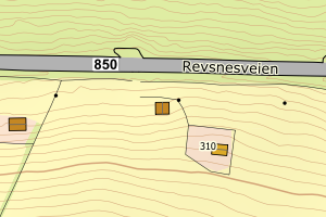 Kartbilde fra WMS-tjeneste av avviket