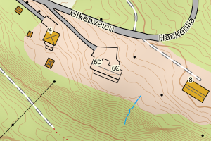 Kartbilde fra WMS-tjeneste av avviket